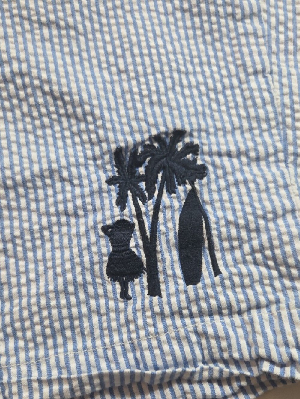 Brooks Brothers Light Blue Seersucker Shorts Palm Tree Embroidered Summer Casual - Picture 4 of 12
